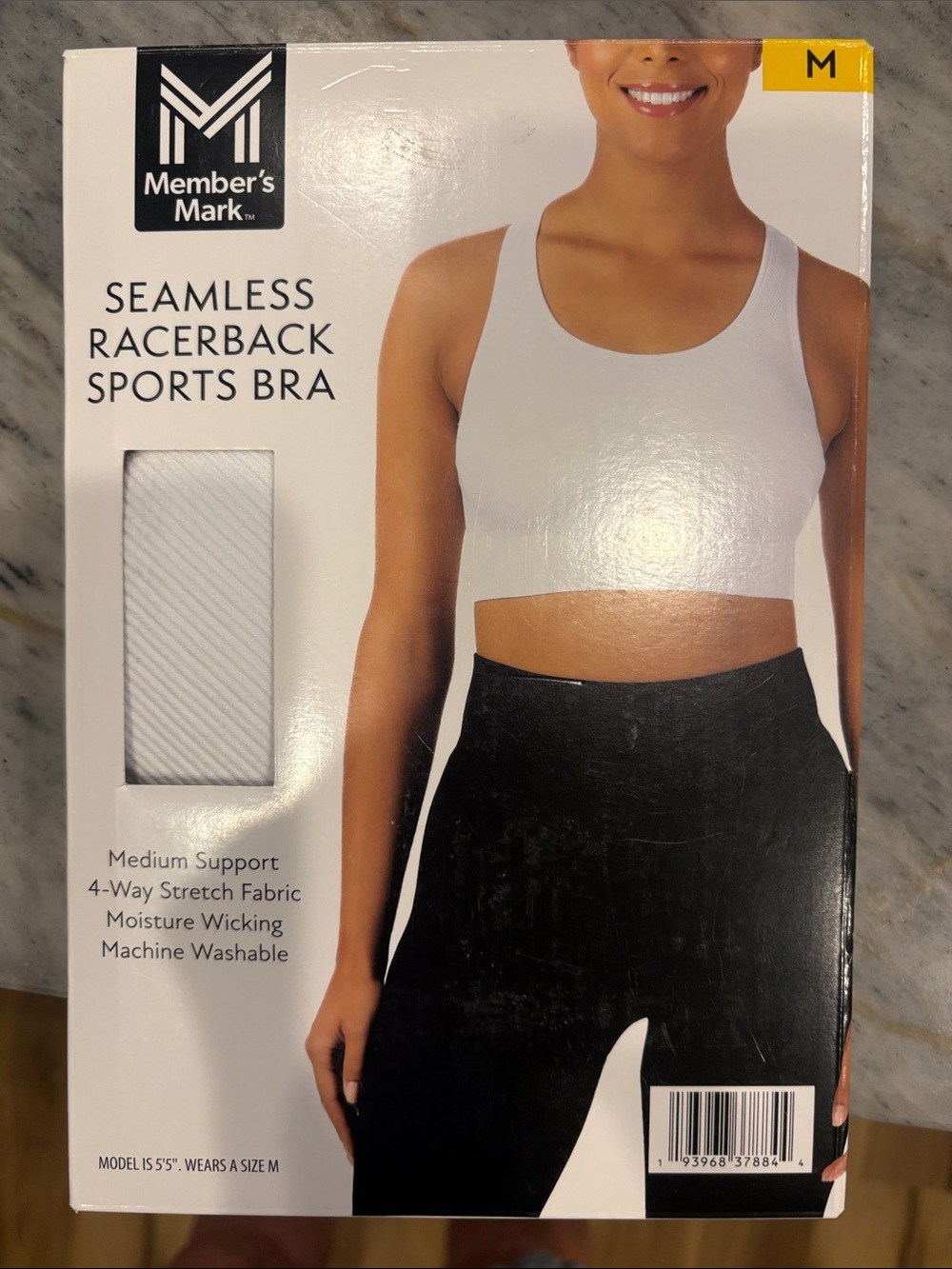 Member’s Mark Seamless Racerback Sports Bra - White - Medium